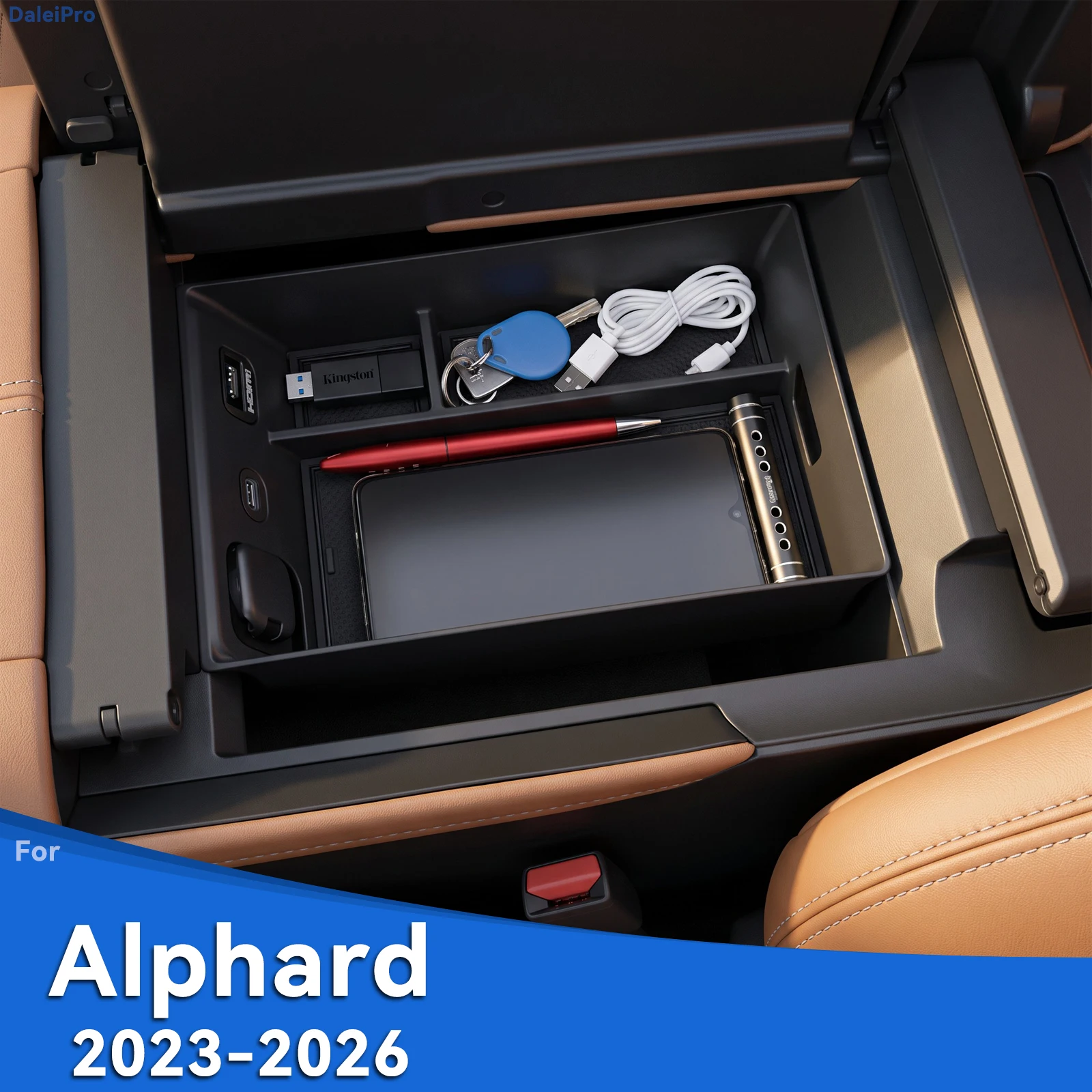 Für Toyota Alphard 40 Serie AH40 2023-2025 2026 Auto Mittelkonsole Aufbewahrungsfach, Armlehnen-Aufbewahrungsbox, ABS Organizer Innenraum – Detail 3