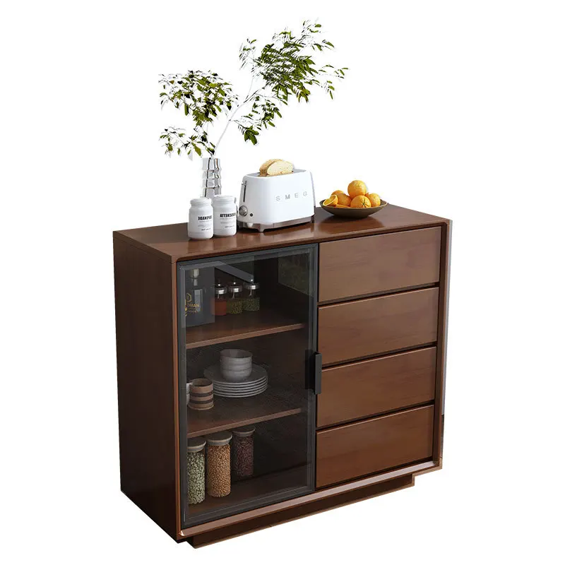 

Storage locker Household meal preparation storage cabinet Solid wood color living room tea cupboard