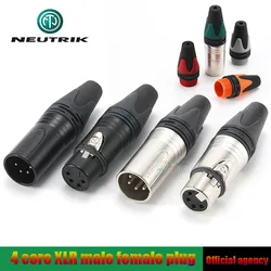 Neutrik NC4MXX 4-Core XLR Male/Female Plug with Color Coding Rings for DIY Audio Cable - Multiple Colors & Plating Options