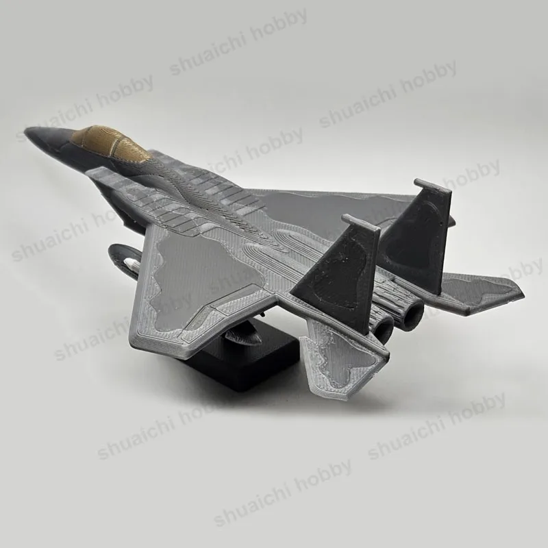 1 Juego de F-15 impreso en 3D, doble motor, modelo de avión de combate de alta resistencia, pieza de simulación, avión pintado en gris/azul, juguetes, escala 1/98