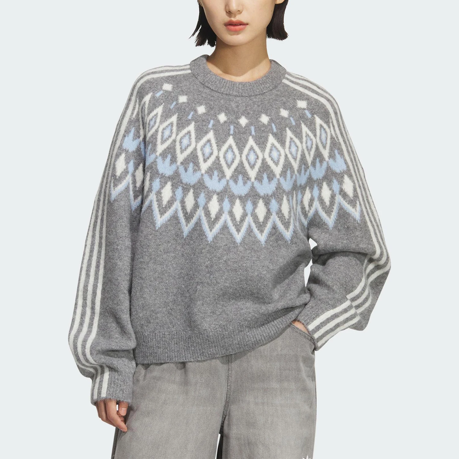Adidas Originals genuine Trefoil Ladies Knit Loose Fit Sweatshirt KS5964