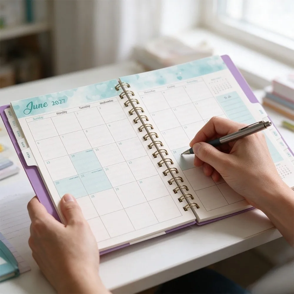A5 2027 Yearly Planner Notebook Efficiency Thick Paper A5 Agenda Planning Notebook 365 Days Diary Plan Portable