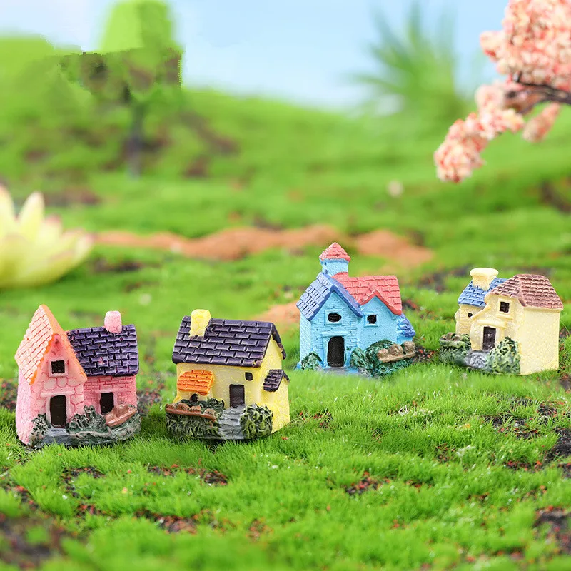 Mini Simulation Small House, European Style, Country Villa, Macaroon Color, Microlandscape, DIY Decorative Ornaments, 1 Pc