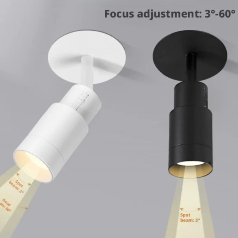 3-60 Degree Adjustable Angle Beam Led Spotlight Zoom Focus Spot Light Mini Small Surface Mounted Ceiling Lamp Atmosphere