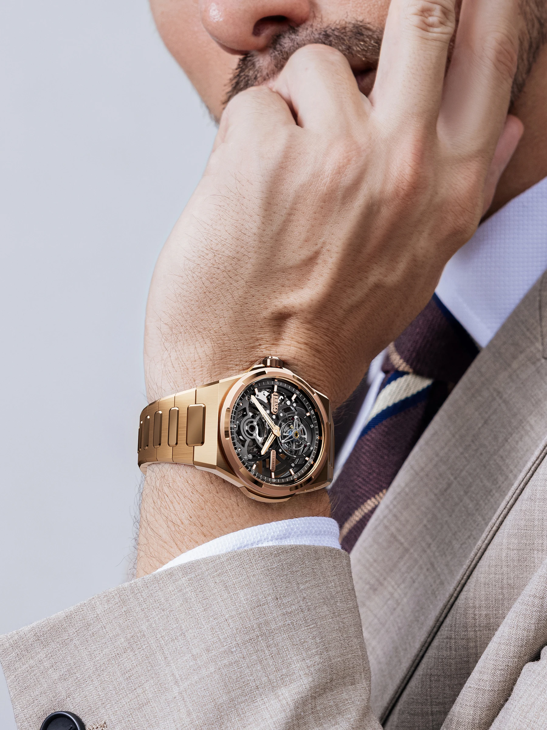 BONEST GATTI Мужские часы с турбийоном 42 мм Механические наручные часы с сапфировым стеклом Светящийся кристалл Скелет-циферблат