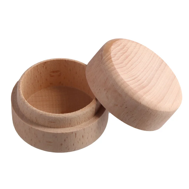 1PC Wood Round Storage Boxes Ring Box Vintage Wooden Craft Jewelry Box Case Organizer Accessories