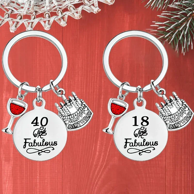 Metal Birthday Cake Keychain Pendant Friendship Family Gift Women Men Son Daughter Aunt Niece Birthday Key Chains Keyrings Gifts