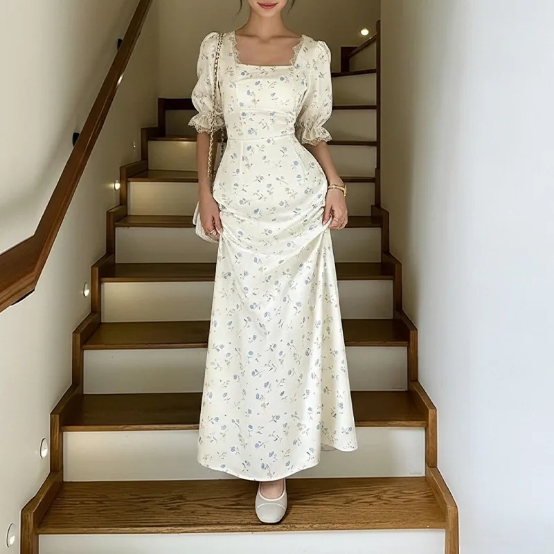 Women's Summer Dress Floral Dresses Bodycon Long Dress French Fashion Dresses