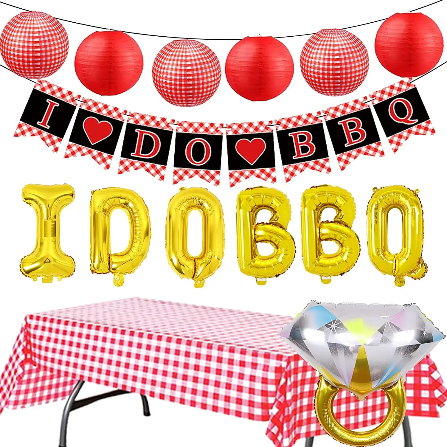 

BBQ Themed Bachelorette Party Decorations I DO BBQ Balloons Banners Barbeque Better Be Quick Picnic Bridal Shower Decorations