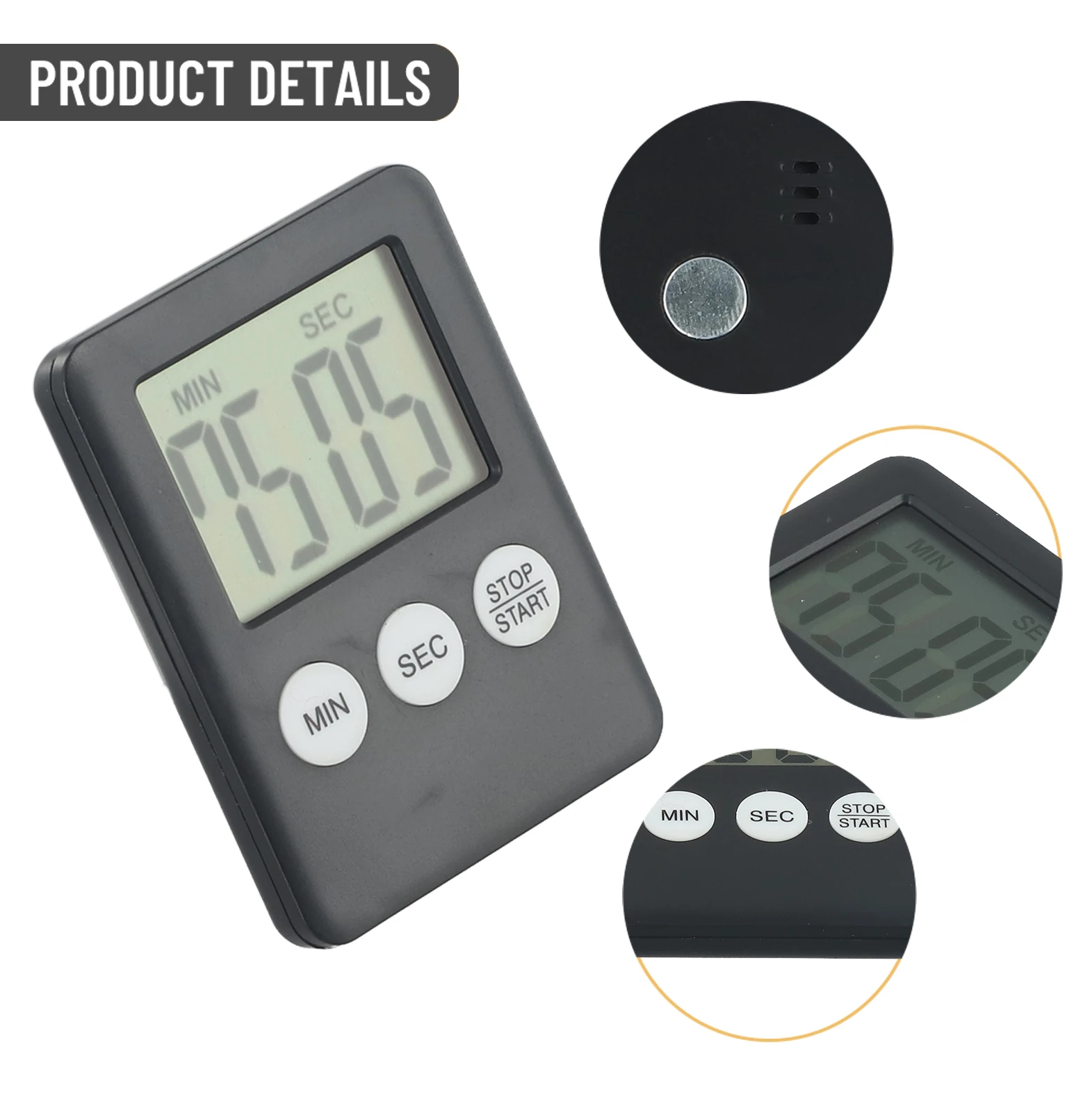 Stopwatch Digital Timer 1 Set 1.5V Battery 6.0 X 7.0 X 1.0 Cm By The Alarm Easy-to-read Scale End Time LCD Display