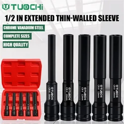 7-24mm CRV 1/2 Inch Drive Impact Sockets Deep Shallow Extra Long Socket Thin Outer Layer Hex Socket Car Machine Repair