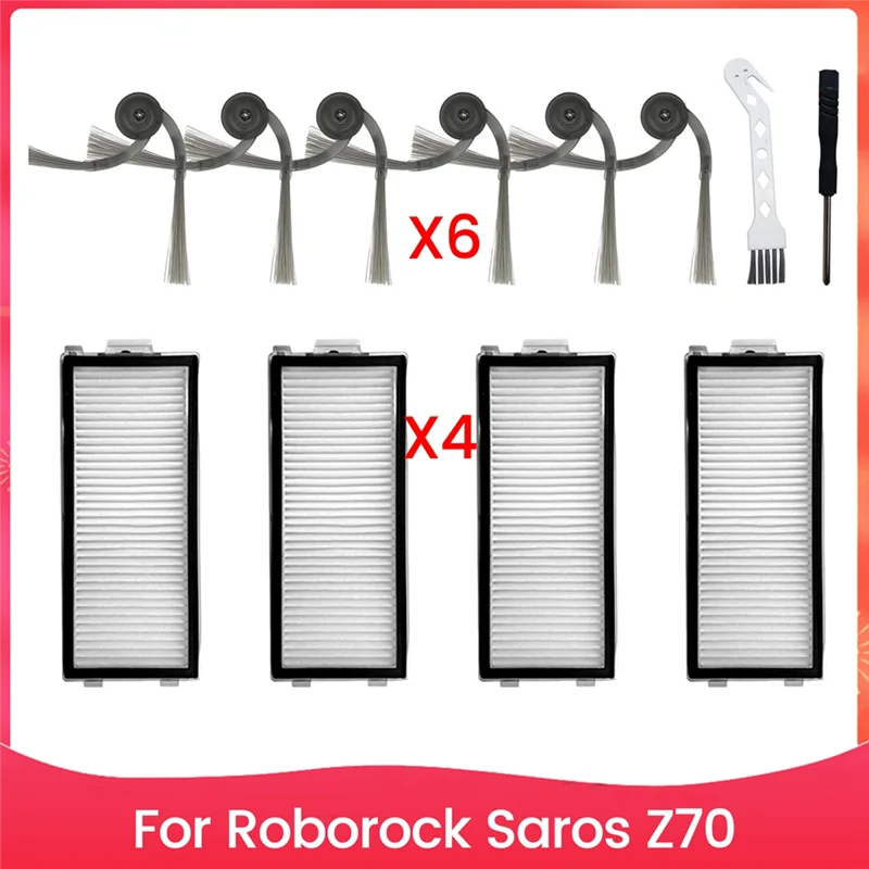 ملحقات فرشاة جانبية لمرشحات HEPA A88X لقطع غيار المكنسة الكهربائية Roborock Saros Z70