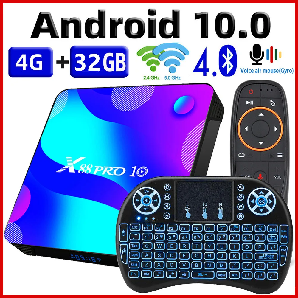 Smart TV Box Android 11 X88 Pro 10 RK3318 Media Player 4GB RAM 128GB ROM 2.4G&5.8G Dual Wifi BT4.0 3D Youtube 4K Set Top Box