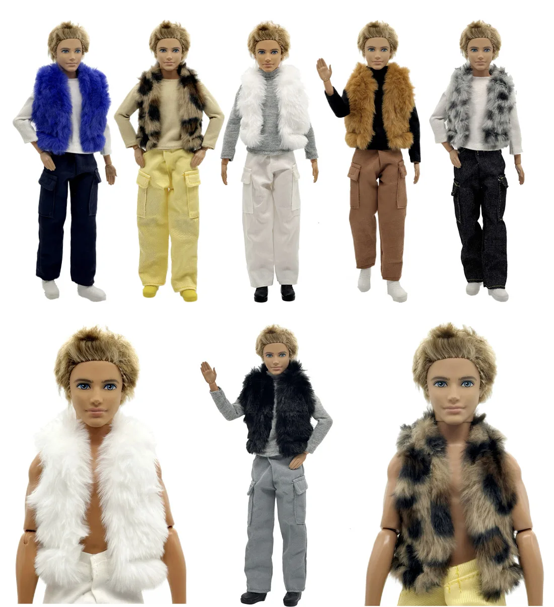 1 Set Ken Tuch handgemachte Puppe Zubehör Winter Pullover Weste Set für 30 cm 12 Zoll Ken Puppe Kinder Geschenk – Detail 2