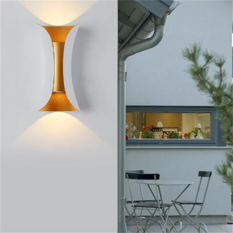 وحدة إضاءة LED جداريّة مصباح 12 واط الألومنيوم IP65 مقاوم للماء أضواء الجدار في الهواء الطلق حديقة الشرفة الحديثة داخلي الشمال الشمعدان مصباح إضاءة ديكورية