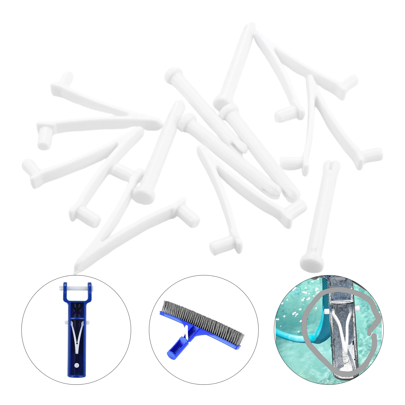 6 Sets Plastic Pool V Clip Swimming Pool Pole Fixing Parts Clips for Handles on  Pool Spa Brush/Skimmer/Vacuum Head/Leaf Rakes