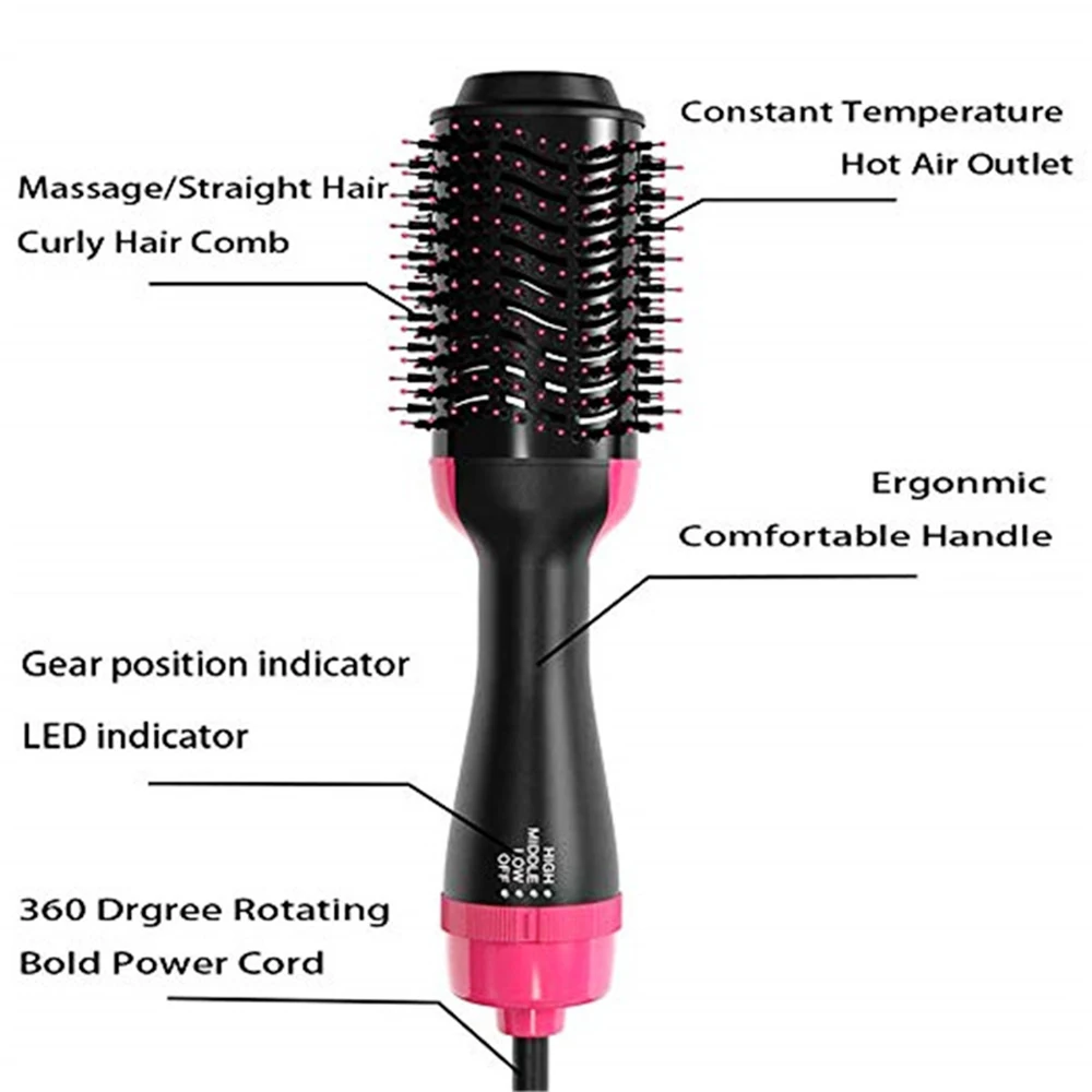 3 In 1 Hair Dryer Brush Blow Dryer with Comb One Step Hair Blower Brush Hot Air Styling Comb Electric Hair Straightening Brush