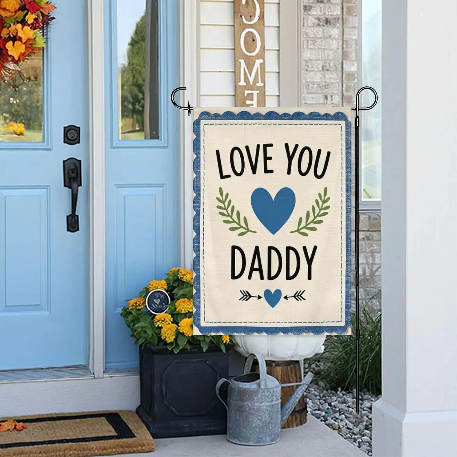 Love You Daddy Garden Flag 12x18 Inch Double Sided – Father's Day Heart & Arrow Yard Decoration for Porch, Lawn &amp yyi