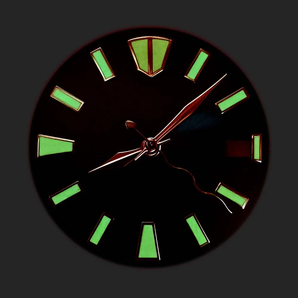 28.5mm Black/Blue Watch Dial for NH35 NH36 Movement Large Studded Dial Green Luminous Watch Face with/no Hands Accessories