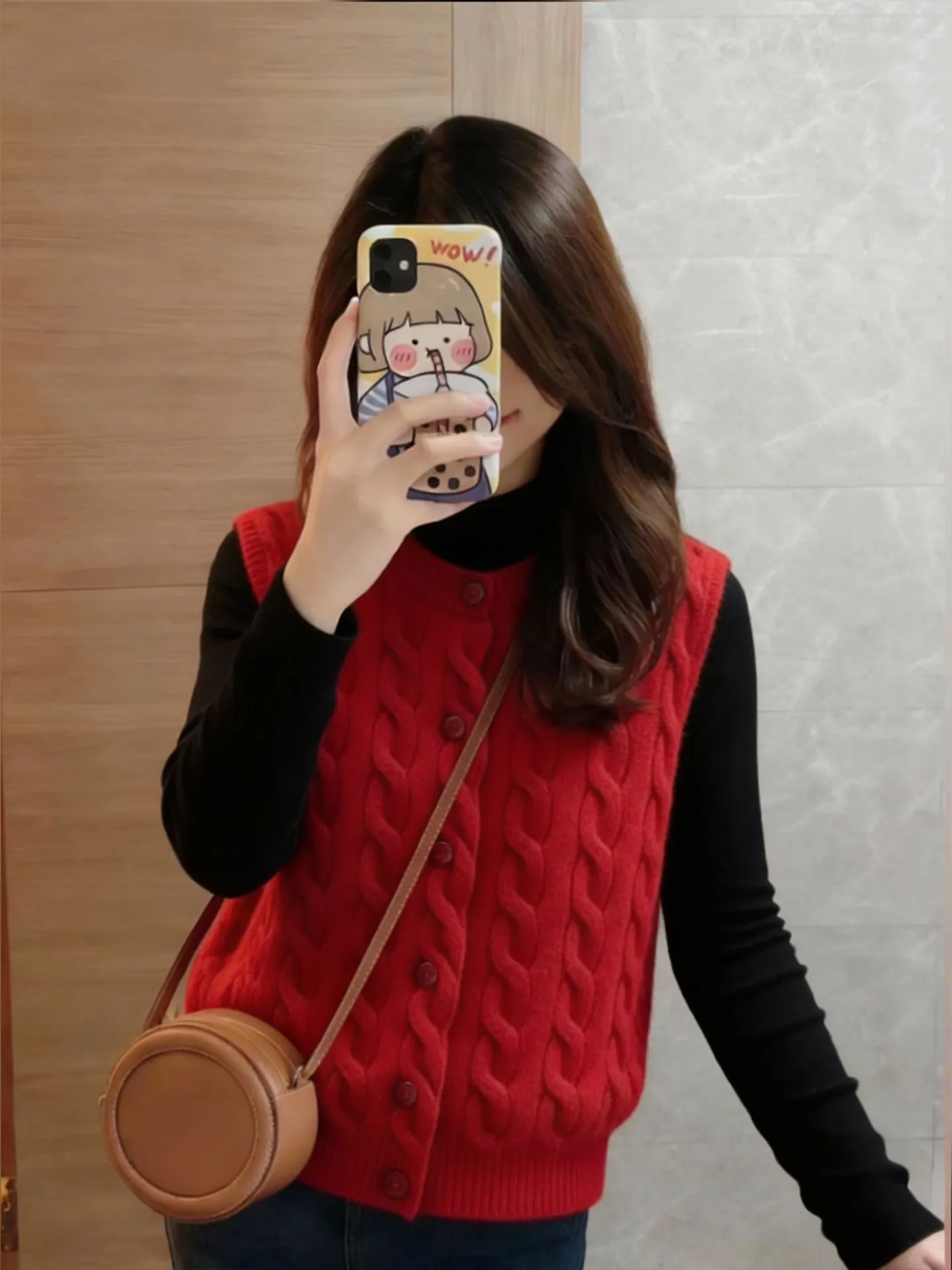 

Корейский женский жилет в красную клетку с длинными рукавами, модный топ для многослойных образов, новинка зимы 2025, элегантный стиль