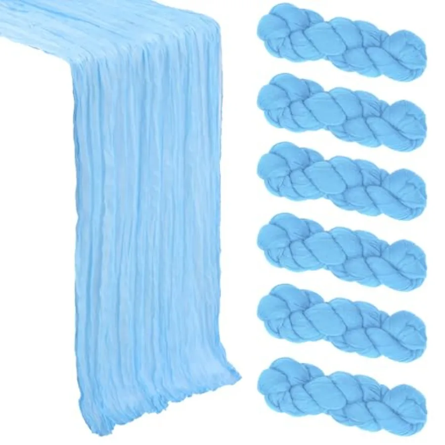 

6 Pack Cheesecloth Table Runner 10Feet Spring Gauze Cheese Cloth Table Runner 35x120 Inch Boho Sheer Rustic Fabric Runner for P