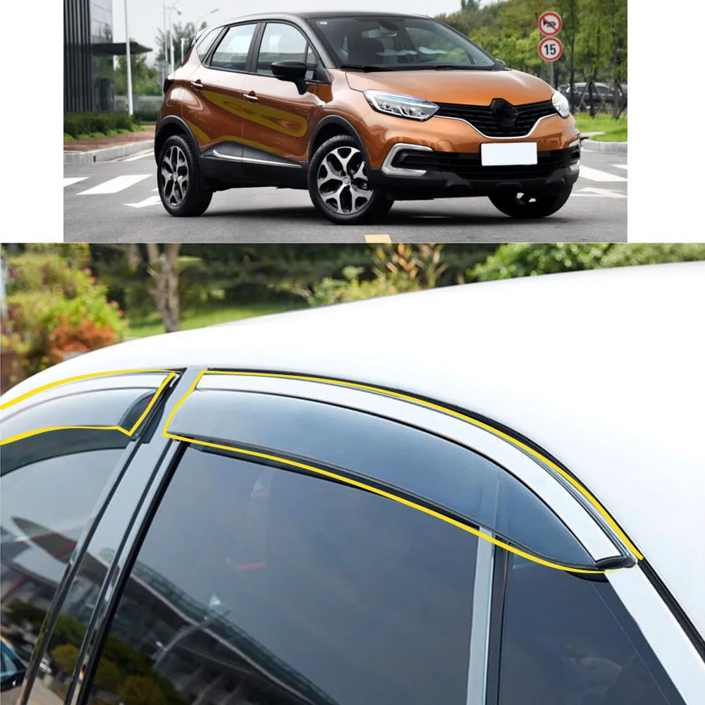 Car Body Styling Sticker Plastic Window Glass Wind Visor Rain/Sun Guard Vent Parts For RENAULT Captur 2015 2016 2017 2018 2019