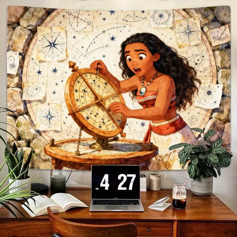 

1 шт. гобелен Disney Moana, настенное искусство Magic Adventure, полинезийская принцесса, небесный навигатор, полиэстеровый декор комнаты, подарок для Fa