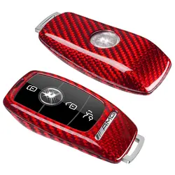 Carbon Fiber Key Fob Case Cover for Mercedes Benz AMG A220 CLS E-Class E63S GLE350 4Matic S-Class Remote Key Fob Protector