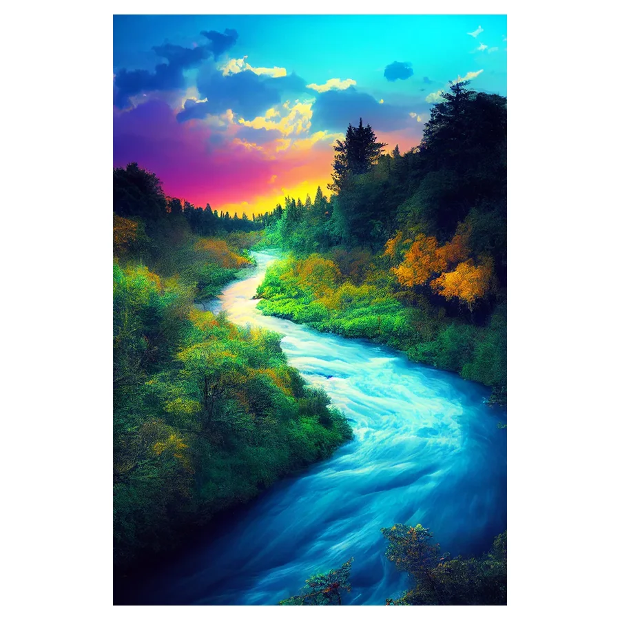 

Diamond Painting DIY Winding River Of Color Drill Embroidery Scenery Cross Stitch Kit Diamond Mosaic Rhinestone Picture Handmade