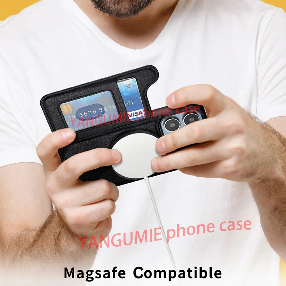 For All models of iphone 17/16 Pro max mobile phone holster iphone15 magnetic holster card phone case 14 Pro max flip holster