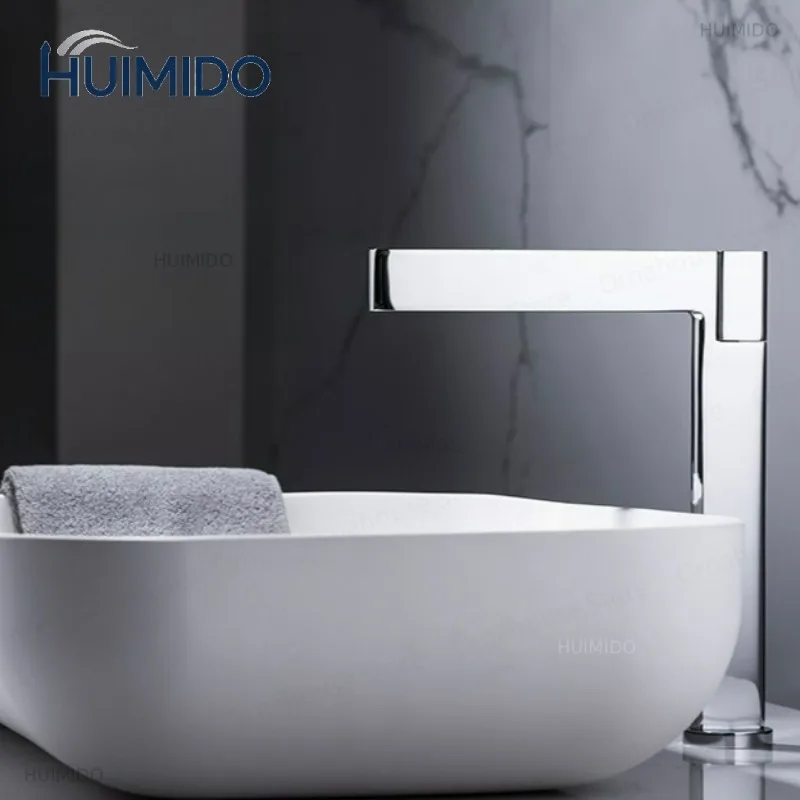 Basin Brass Faucet Right Angle Design  Sink Tap Chrome Grey Single Handle Hot Cold Water Fashion Minimalist Bathroom Faucet