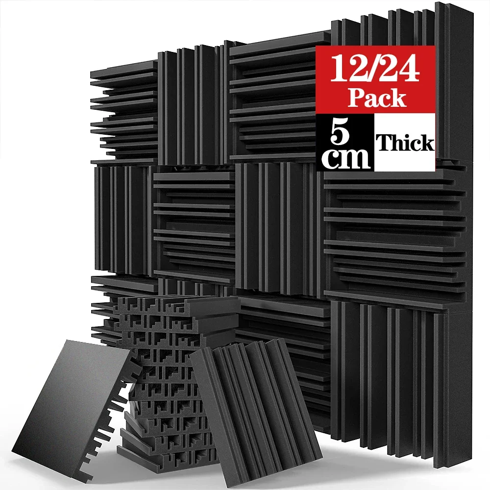 12/24Pcs 25x25x5cm Studio Acoustic Foam Panels Sound Creative Irregularity Soundproof Foam Sponge Pad Absorption KTV Room Wall