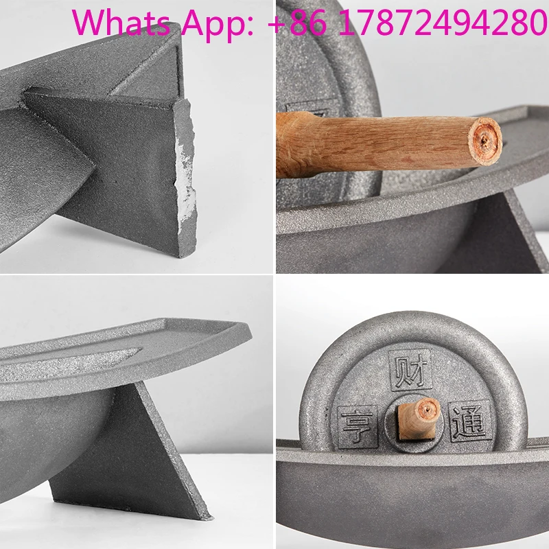Anti-rust solid pure pig iron mill household old-fashioned iron medicine ship hand push groove stone mortar medicine grinding gr