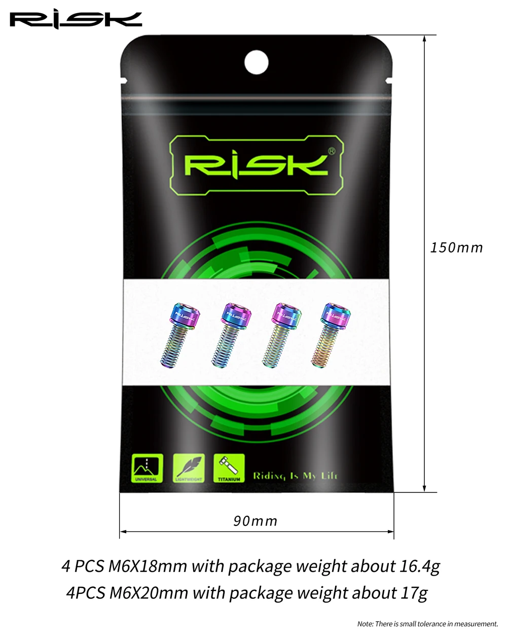 RISK Bike M6X18/20mm Scheibenbremsen-Befestigungsbolzen mit Unterlegscheibe Fahrrad-Scheibenbremsen-Fixierbolzen mit Unterlegscheibe Titan Mountainbike-Bremse – Detail 6