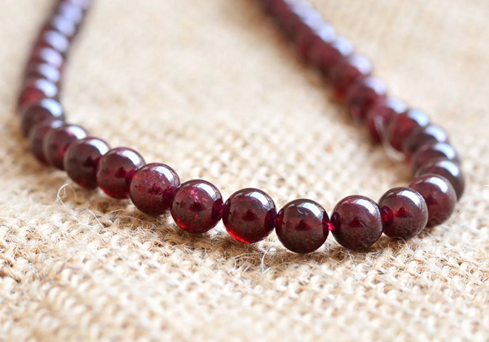 Accessory Crafts 6mm Round Red Garnet Necklace Chain Jewelry Party Wedding Handmade Gifts 18inch Lucky Stones Balls Women Gifts