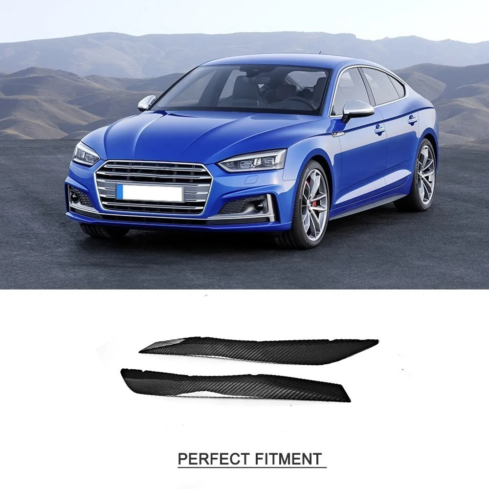 Dry Carbon Fiber Headlight Eyebrows Sticker Decoration Trim For AUDI A5 S5 RS5 2017 2018 Pure Carbon Dry FRP