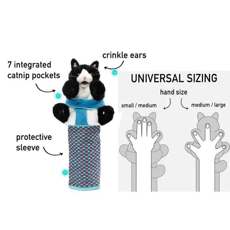 แมวมวยปล้ําถุงมือของเล่น Padding ที่ทนทาน Plush Interactive Cat Puppet นักมวยปล้ํา Plush Cat มวยปล้ําปลอดภัยเล่นแมวและสุนัขของเล่น