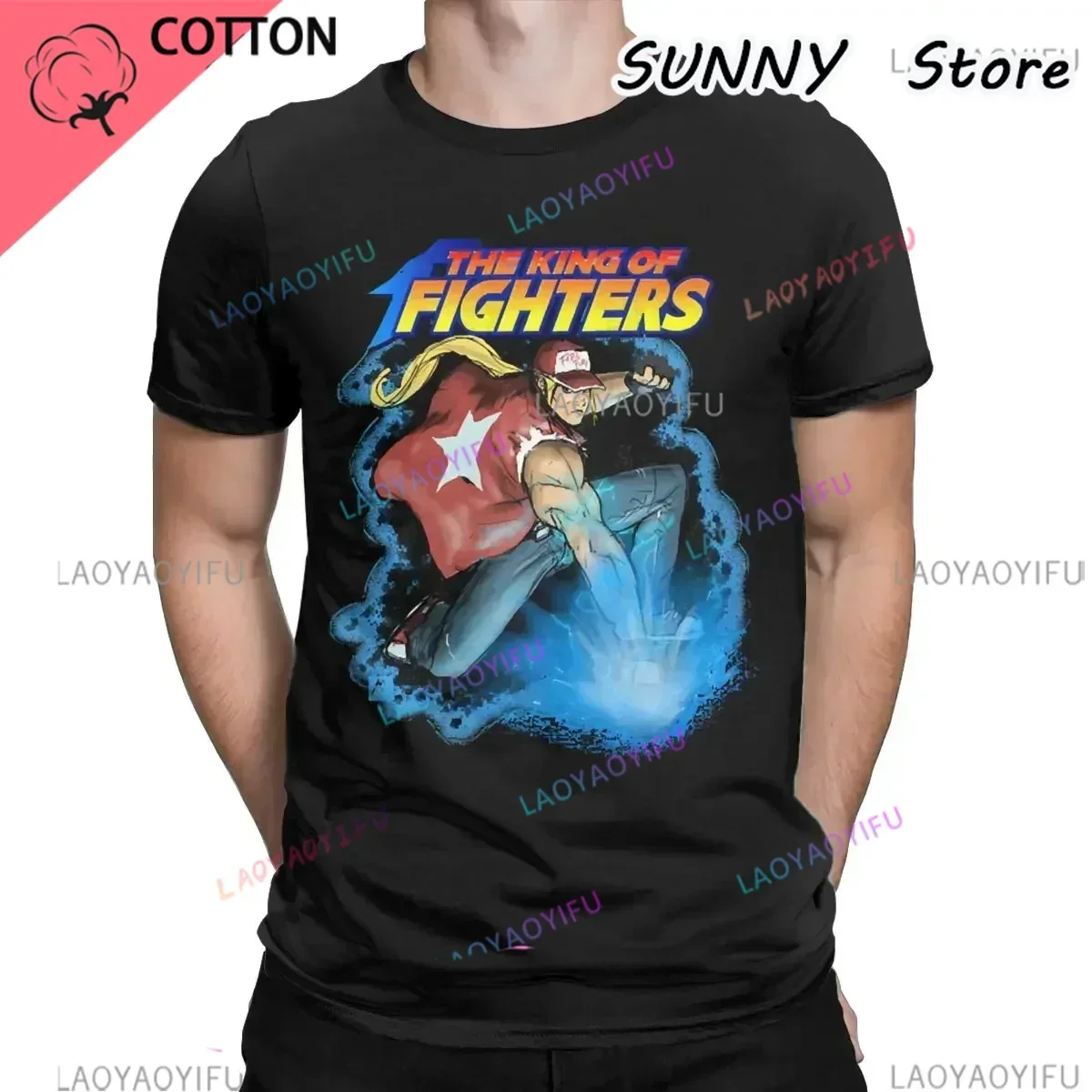 The King Of Fighters Terry Bogard  T-Shirt Men pixel retro game Funny Pure  Tees Crewneck Short Sleeve T Shirt