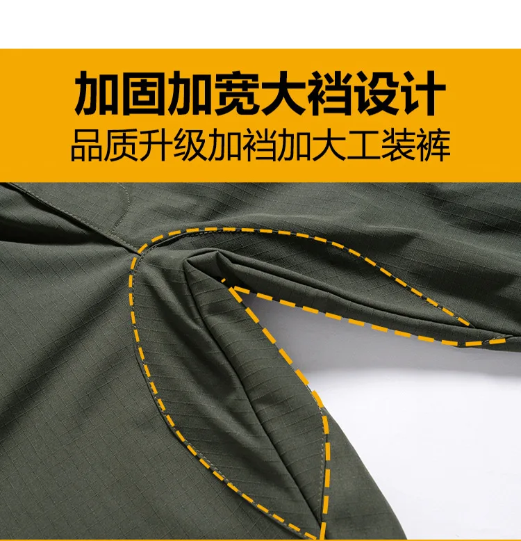 Frühling Herbst Herren Softshell Taktisches Zweiteiler-Set Wasserdicht Winddicht Multi-Taschen Abnehmbare Kapuze Jacke Gerade Cargohose – Detail 14