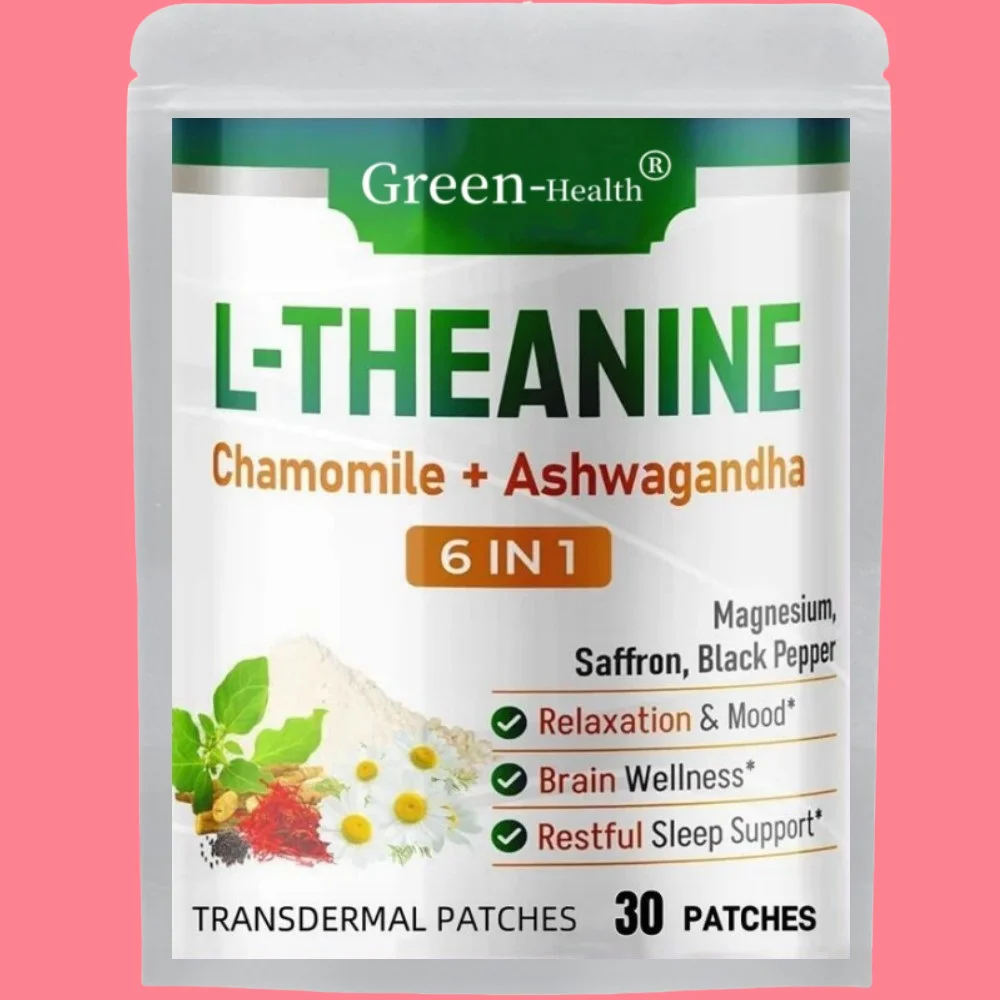 30 Patches L-Theanine Transdermal Patches with Magnesium, Ashwagandha, Saffron, Chamomile - Support Relaxation