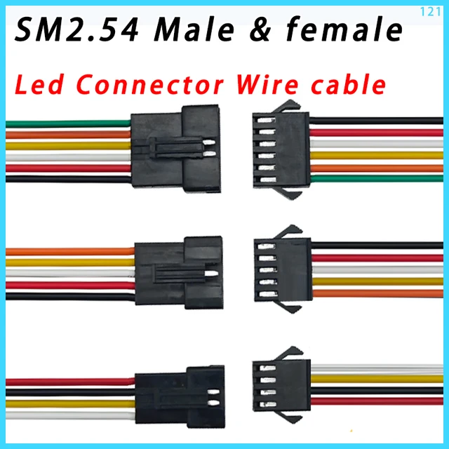 5 par SM2.54 2 3 4 5 6pin SM Męskie i żeńskie złącze LED 2pin/3pin/4pin/5pin 6pin Wire kabel pigtail Wtyczka Długość całkowita 40cm