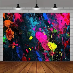 Graffiti painting photo Booth background Banner Abstract retro art neon decorative props, party photo shooting background