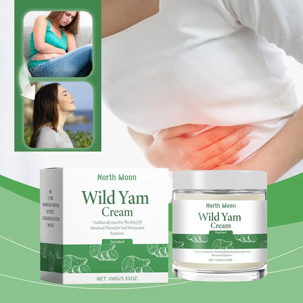 Wild Yam creme para aliviar a fadiga, melhorar Menstrual, Pneuma, nutrição profunda, melhorar o desconforto da pele, cuidados do abdômen