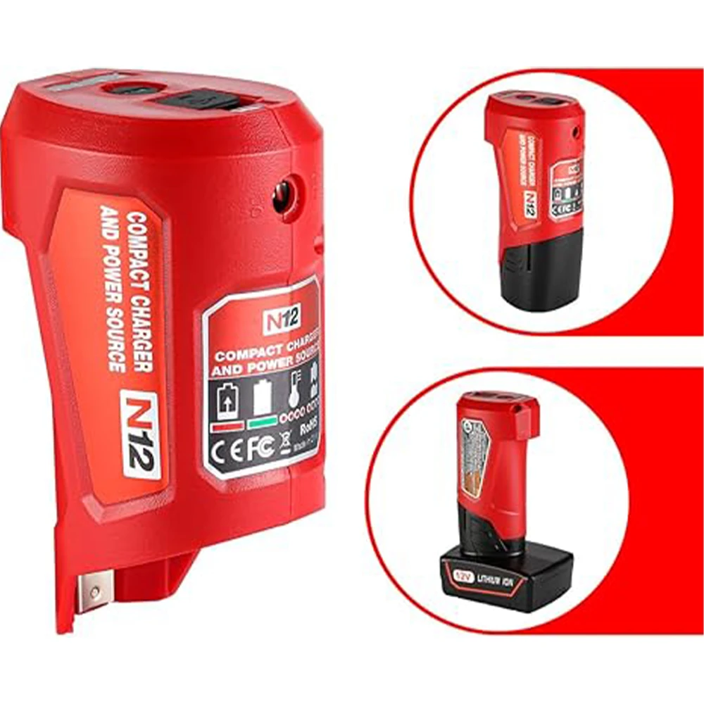 

Портативный источник питания для замены аккумулятора и адаптера M12 Milwaukee, совместимый с подогреваемой курткой Milwaukee