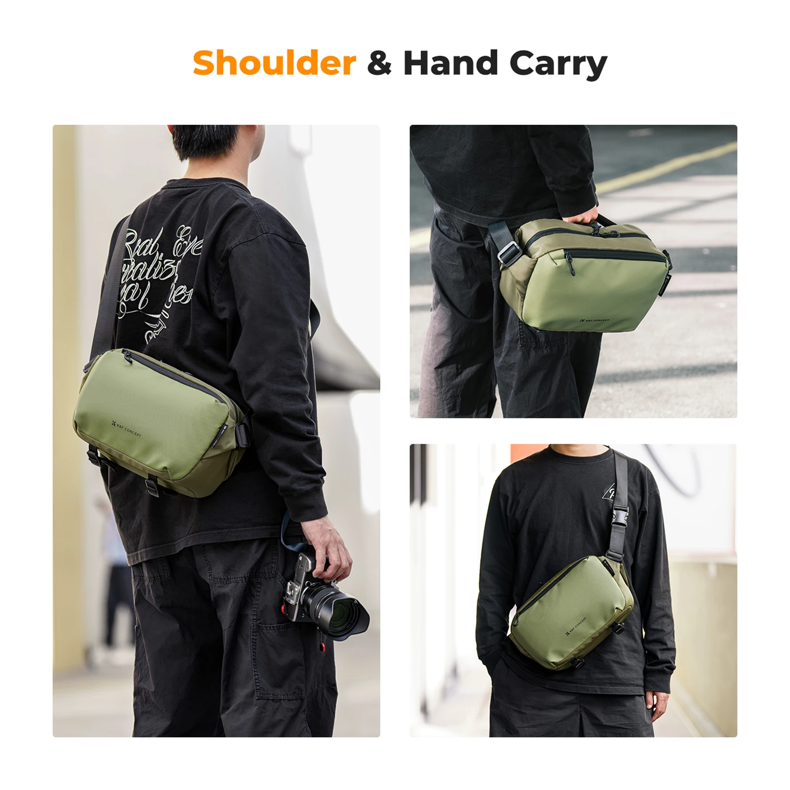 Camera Sling Bag Shockproof Camera Bag Photography Messenger Bag Crossbody Camera Shoulder Bag+Tripod Holder Removable Divider