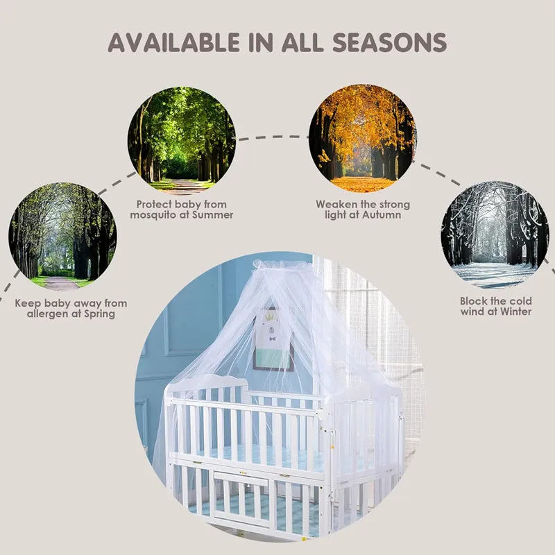 Summer Mosquito Net Baby Canopy Bed Net Stand Infant Cot Dome Mosquito Netting Hanging Bed Curtain Support Foldable Crib Tent view 3