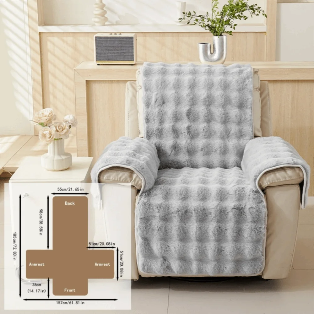 

Integrated Single Recliner Sofa Cover Wear-resistant Anti-slip Particles 1 Seat Sofa Cover Warm Soft Massage Chair Pad Office