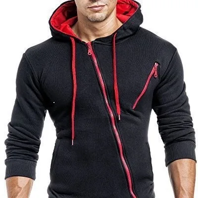 New Fashion Men Color-coded Slim Long Sleeve Hooded Sweatshirts Autumn Winter American Style Male Sports Casual Simple Hoodies