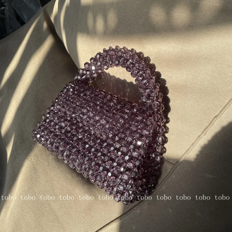 Customized Bead Bag Green Hand-woven Celebrity Handbags Unique Design Ladies Party Bag Top-handle Purses and Handbags