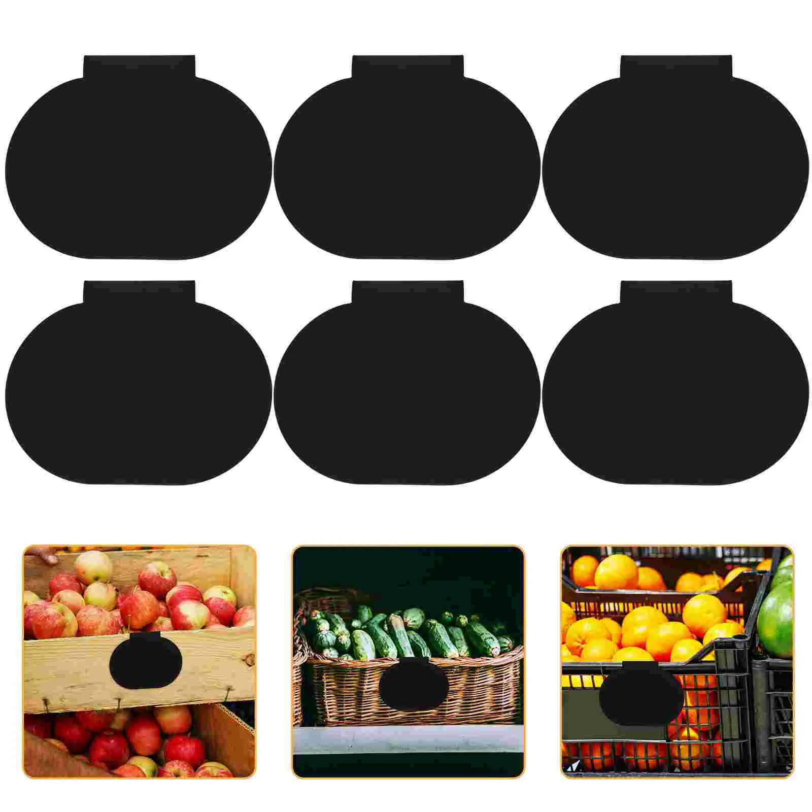 12 Pcs Food Labels Holder Message Board Clip on Removable Bin Tags Storage Box Black Clips for Baskets